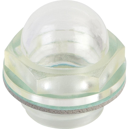 Oil Level Sight Glass Domed Without Reflector, D1=G3/8, D=22, Thermoplastic